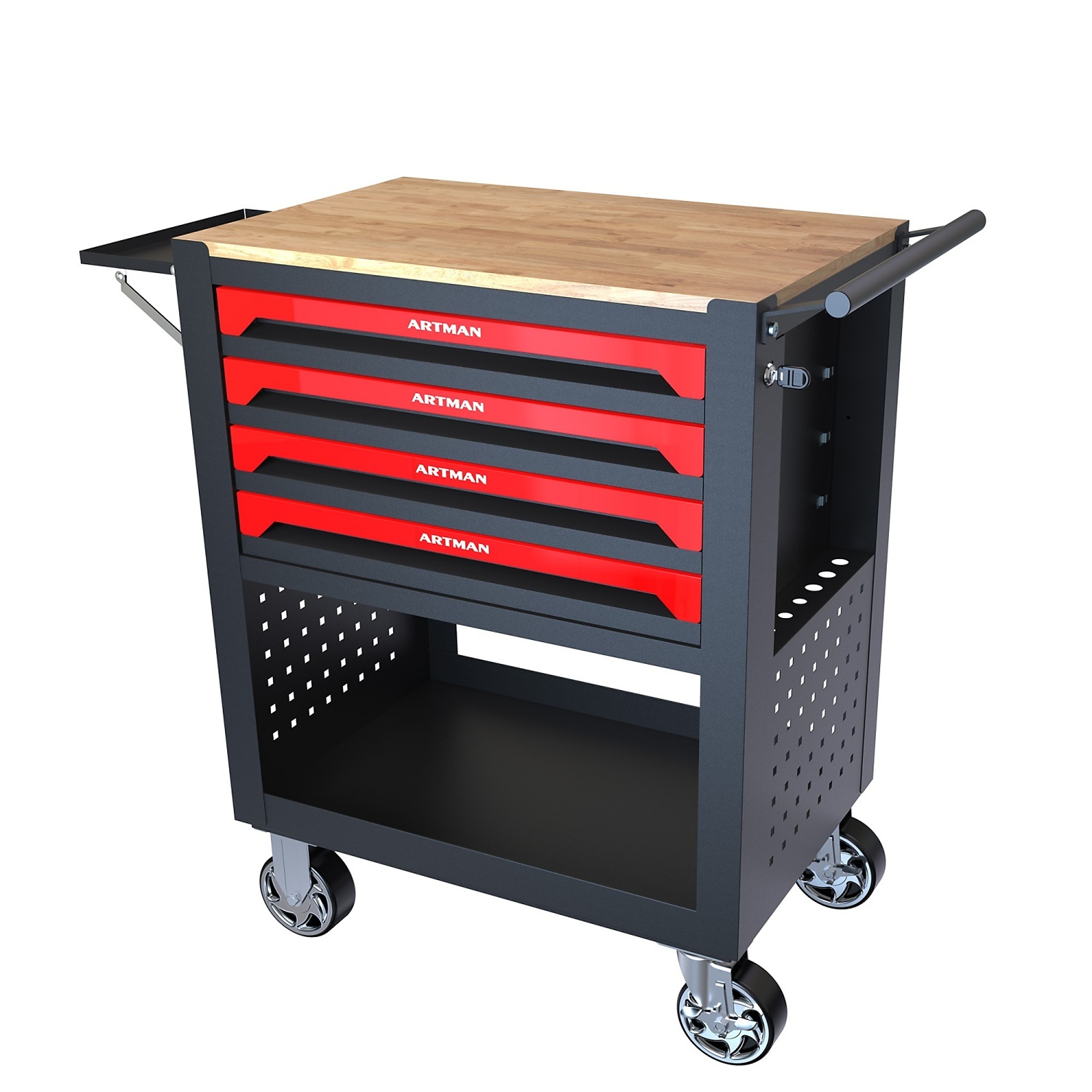 BlackTeck 4-Drawer Multi-Purpose Tool Chest — Red, with Wheels, Model# N2-65906